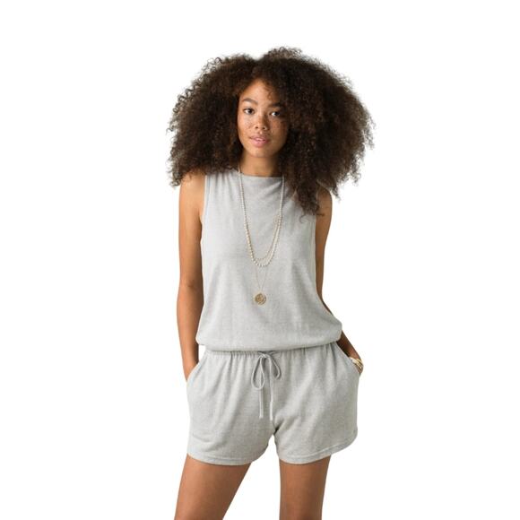 Prana Pants - Prana Sylvie Romper Grey and White Stripe Women's Size Medium